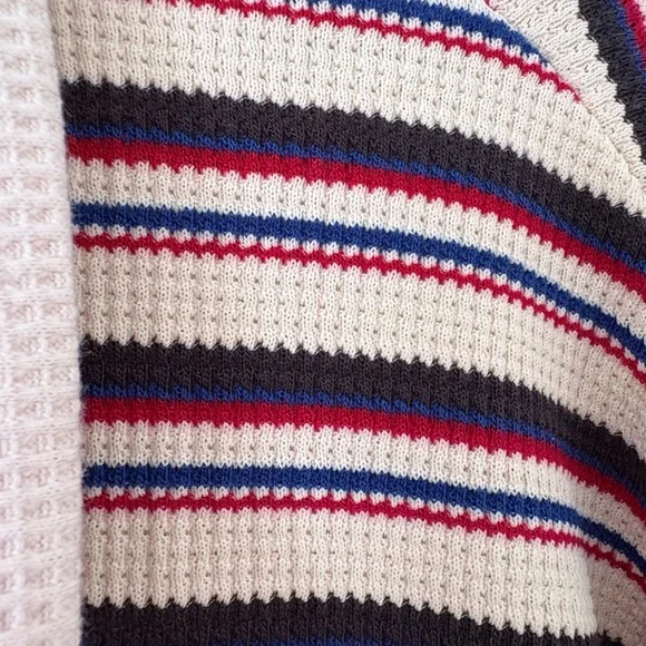 Striped Women's Sweater - Cream, Brown, Red - Picture 3 of 3